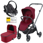 Otroški voziček 3v1 RECARO Sadena + lupinica Besafe [Garnet Red]